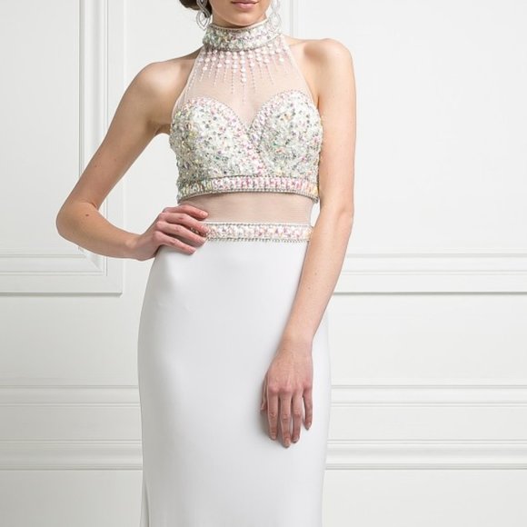 Ivory Wedding Evening Bridal Sheath Open Back Gown
